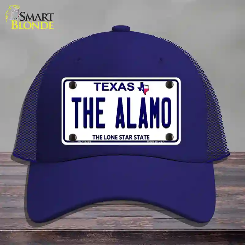 Alamo Texas Novelty License Plate Hat Mesh / Royal Blue