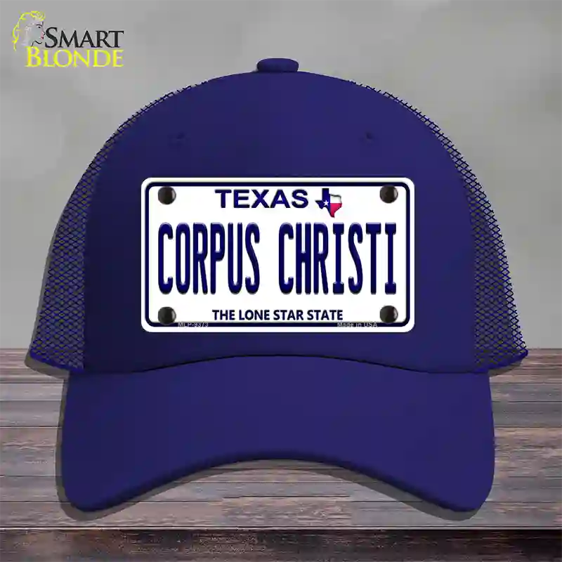 Corpus Christi Texas Novelty License Plate Hat Mesh / Royal Blue