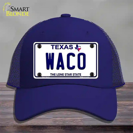 Waco Texas Novelty License Plate Hat Mesh / Royal Blue