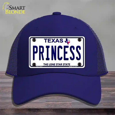 Princess Texas Novelty License Plate Hat Mesh / Royal Blue