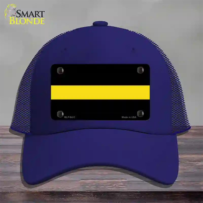 Thin Yellow Line Novelty License Plate Hat Mesh / Royal Blue