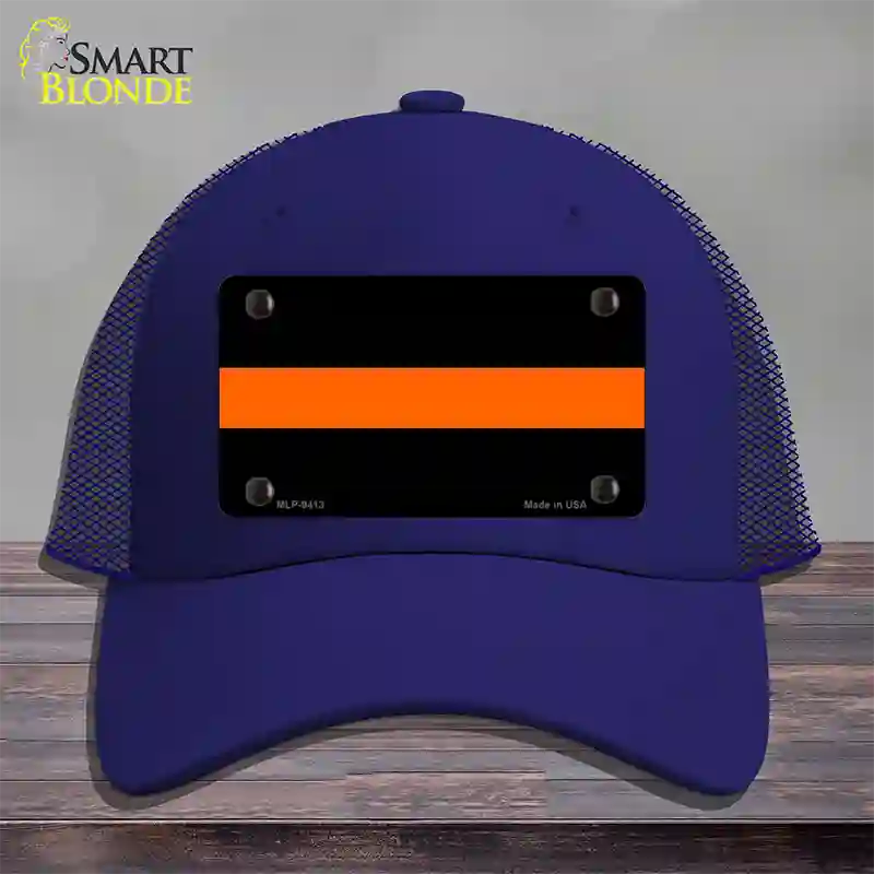 Thin Orange Line Novelty License Plate Hat Mesh / Royal Blue