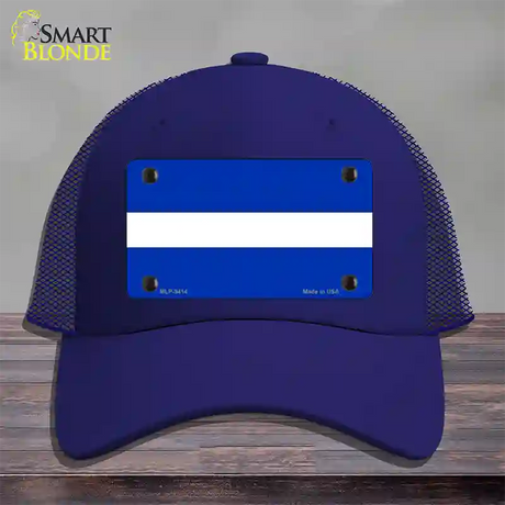 Thin White Line On Blue Novelty License Plate Hat Mesh / Royal Blue