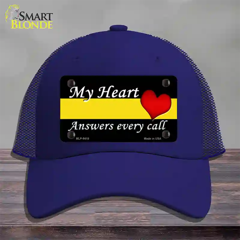 My Heart Answers Every Call Novelty License Plate Hat Mesh / Royal Blue