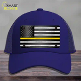 American Flag Thin Yellow Line Novelty License Plate Hat Mesh / Royal Blue