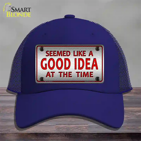 Seemed Like A Good Idea Novelty License Plate Hat Mesh / Royal Blue