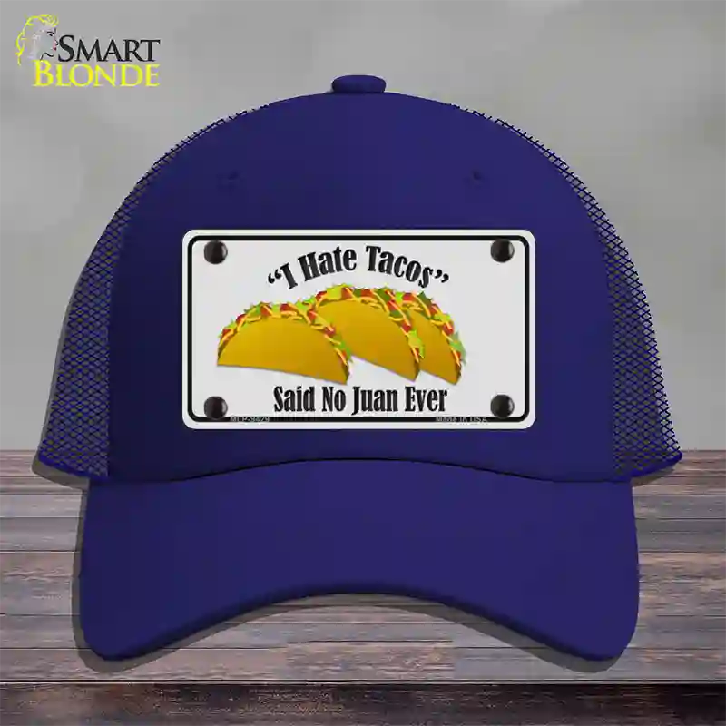 Tacos Novelty License Plate Hat Mesh / Royal Blue