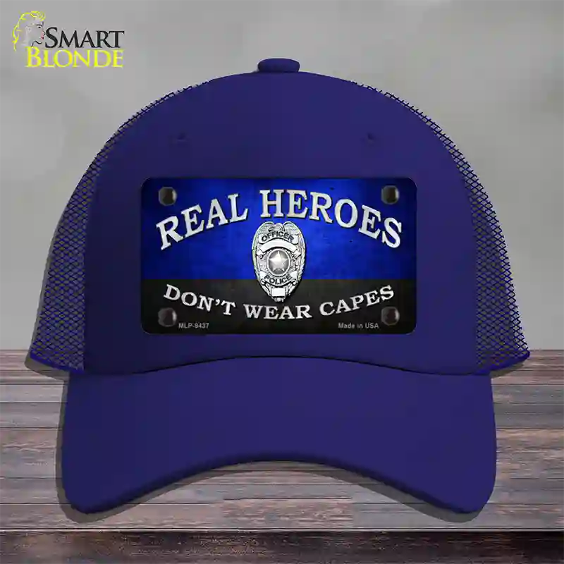 Real Heroes Blue Novelty License Plate Hat Mesh / Royal Blue