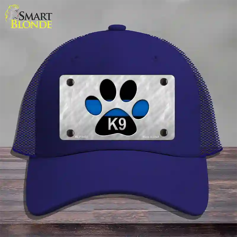 Thin Blue Line Paw K-9 Novelty License Plate Hat Mesh / Royal Blue