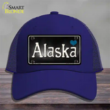 Alaska Flag Script Novelty License Plate Hat Mesh / Royal Blue