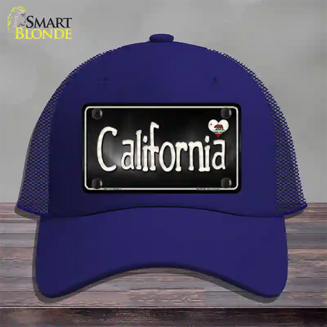 California Flag Script Novelty License Plate Hat Mesh / Royal Blue