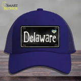 Delaware Flag Script Novelty License Plate Hat Mesh / Royal Blue