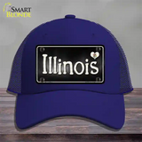 Illinois Flag Script Novelty License Plate Hat Mesh / Royal Blue