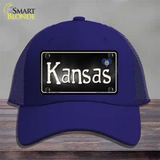 Kansas Flag Script Novelty License Plate Hat Mesh / Royal Blue