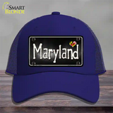 Maryland Flag Script Novelty License Plate Hat Mesh / Royal Blue