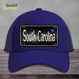 South Carolina Flag Script Novelty License Plate Hat Mesh / Royal Blue