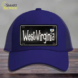 West Virginia Flag Script Novelty License Plate Hat Mesh / Royal Blue