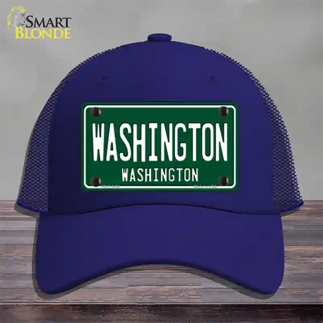 Washington Vintage Green Novelty License Plate Hat Mesh / Royal Blue