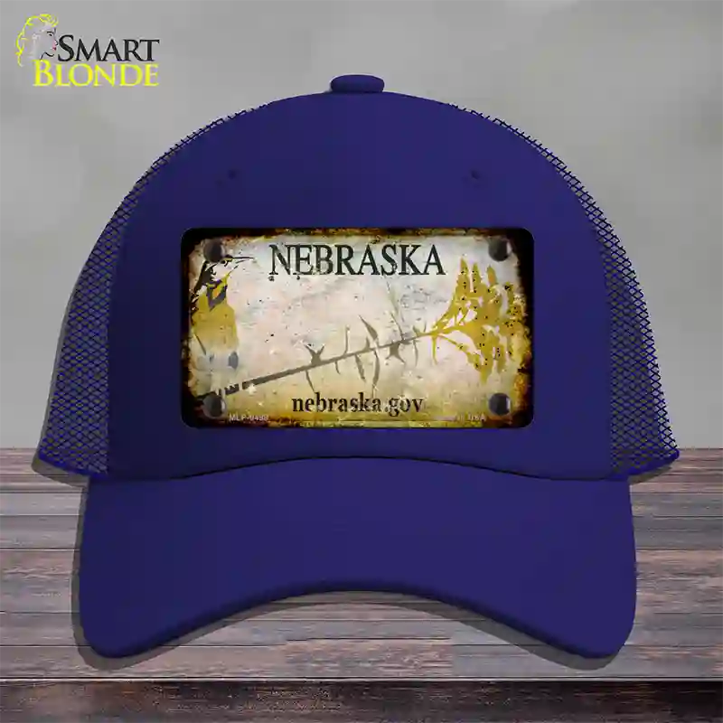 Nebraska Gov Rusty Blank Novelty License Plate Hat Mesh / Royal Blue