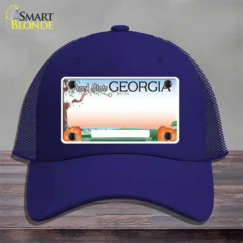 Georgia Peach Blank Novelty License Plate Hat Mesh / Royal Blue