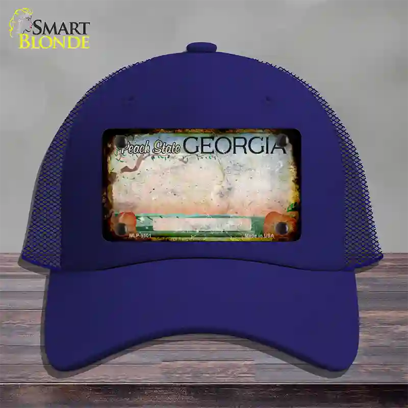 Georgia Peach Rusty Blank Novelty License Plate Hat Mesh / Royal Blue