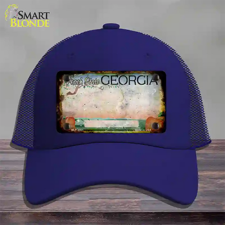 Georgia Peach Rusty Blank Novelty License Plate Hat Mesh / Royal Blue