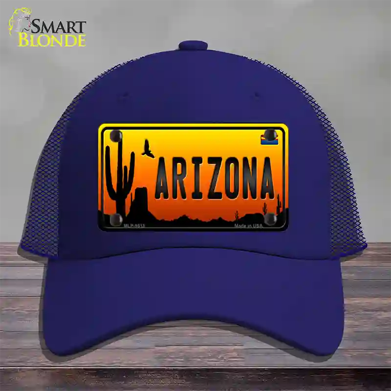 Arizona Scenic Novelty License Plate Hat Mesh / Royal Blue