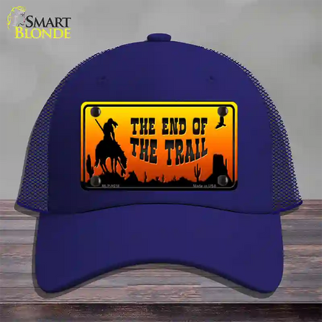 End Of Trail Scenic Novelty License Plate Hat Mesh / Royal Blue