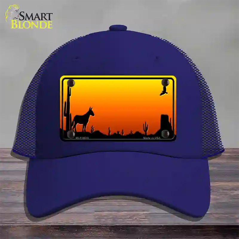 Donkey Blank Scenic Novelty License Plate Hat Mesh / Royal Blue