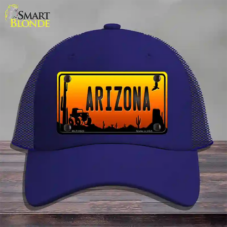 Jeep Arizona Scenic Novelty License Plate Hat Mesh / Royal Blue