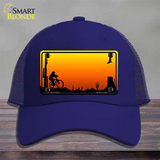 Biker Blank Scenic Novelty License Plate Hat Mesh / Royal Blue