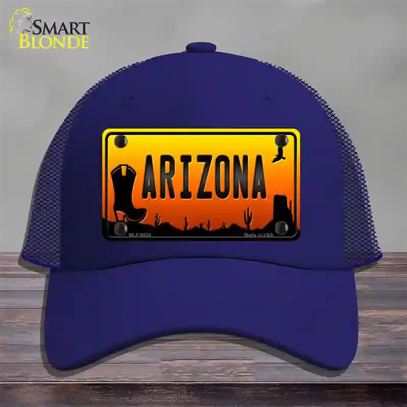 Boot Arizona Scenic Novelty License Plate Hat Mesh / Royal Blue