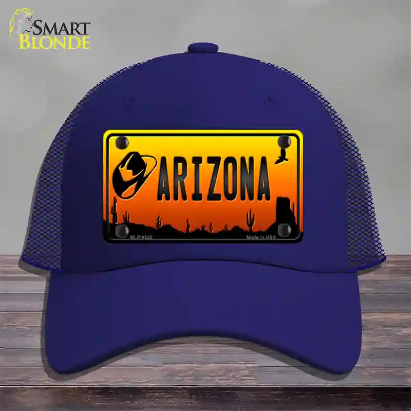 Cowboy Hat Arizona Scenic Novelty License Plate Hat Mesh / Royal Blue