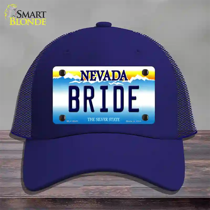 Bride Nevada Novelty License Plate Hat Mesh / Royal Blue