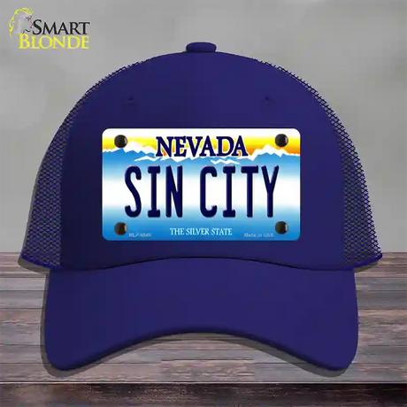 Sin City Nevada Novelty License Plate Hat Mesh / Royal Blue