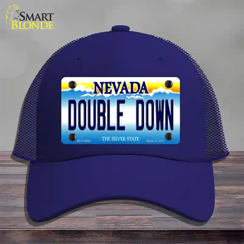 Double Down Nevada Novelty License Plate Hat Mesh / Royal Blue