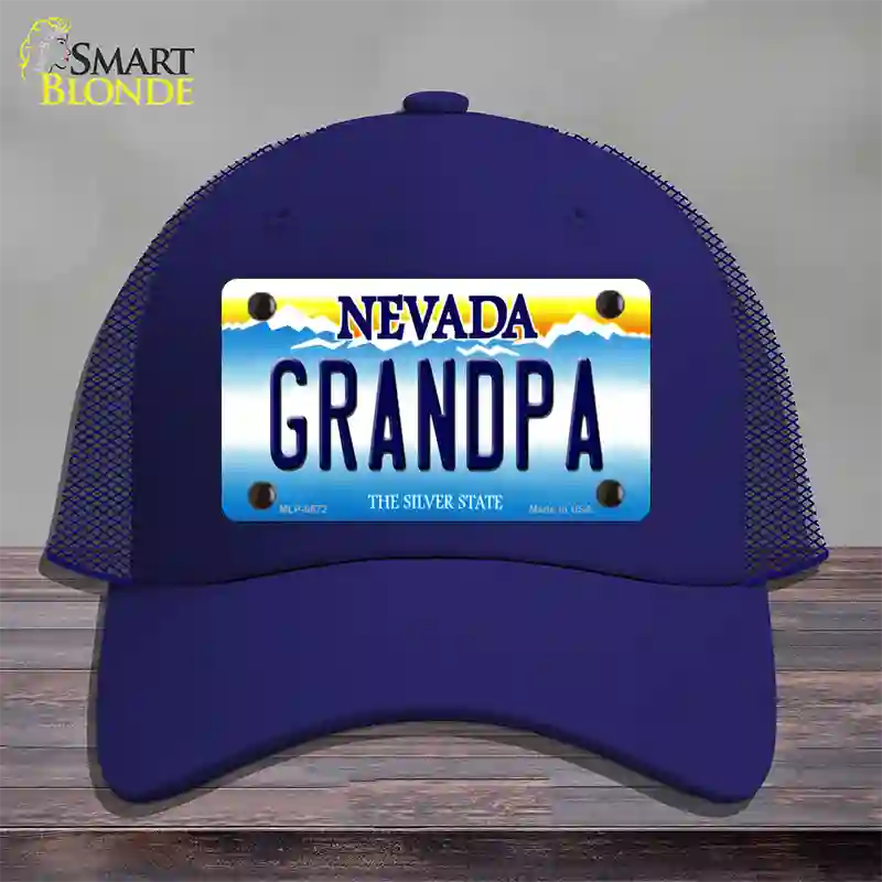 Grandpa Nevada Novelty License Plate Hat Mesh / Royal Blue