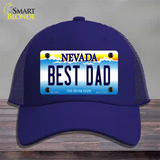 Best Dad Nevada Novelty License Plate Hat Mesh / Royal Blue