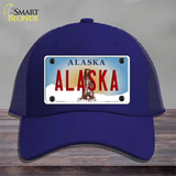 Alaska State Novelty License Plate Hat Mesh / Royal Blue