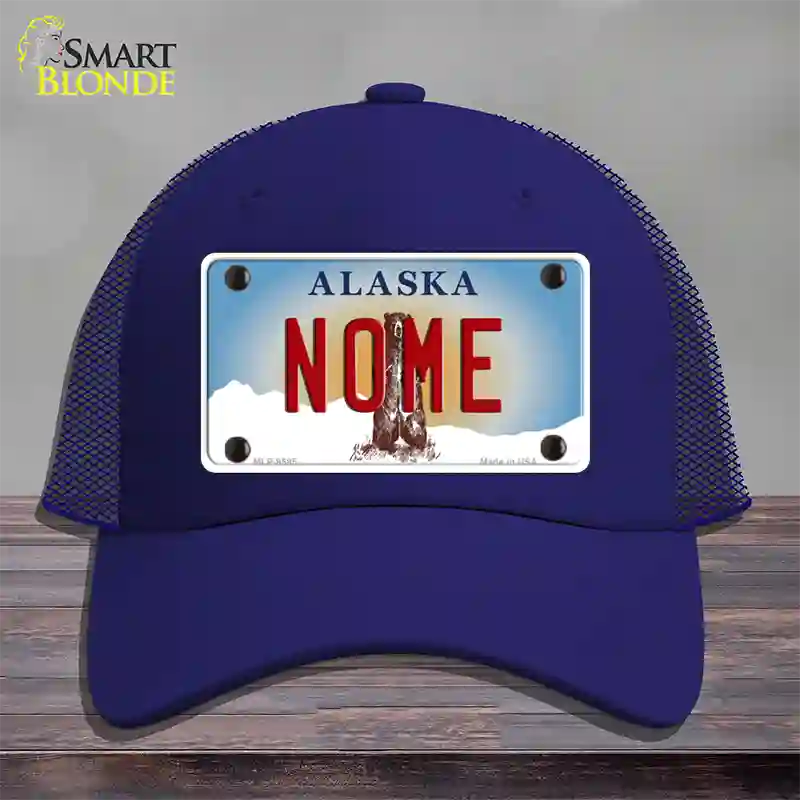 Nome Alaska State Novelty License Plate Hat Mesh / Royal Blue