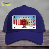 Wilderness Alaska State Novelty License Plate Hat Mesh / Royal Blue