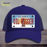 Oil Rigger Alaska State Novelty License Plate Hat Mesh / Royal Blue