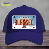 Blessed Alaska State Novelty License Plate Hat Mesh / Royal Blue