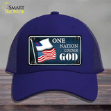 One Nation Under God Flags Novelty License Plate Hat Mesh / Royal Blue