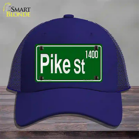 Pike St 1400 Novelty License Plate Hat Mesh / Royal Blue