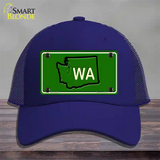 WA State Novelty License Plate Hat Mesh / Royal Blue