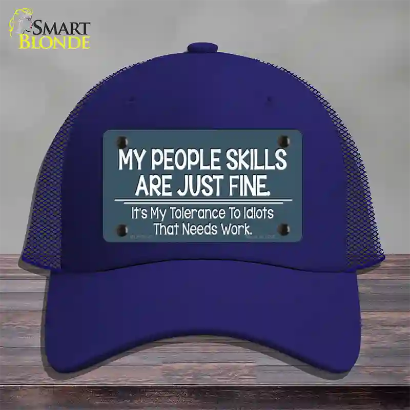 My People Skills Novelty License Plate Hat Mesh / Royal Blue