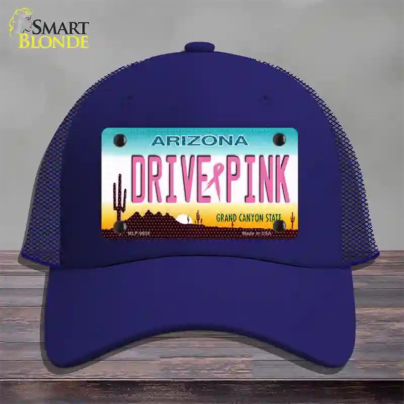 Drive Pink Arizona Novelty License Plate Hat Mesh / Royal Blue