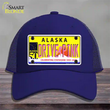 Drive Pink Alaska Novelty License Plate Hat Mesh / Royal Blue