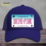 Drive Pink Connecticut Novelty License Plate Hat Mesh / Royal Blue